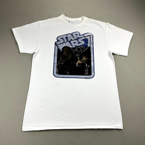 Star Wars T-Shirt Adult Medium White Han Solo Chewbacca Lucasfilm Movie Mens - Picture 1 of 11